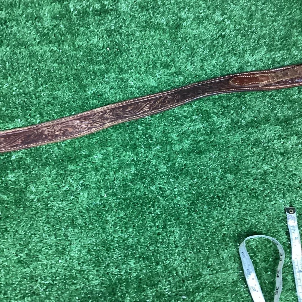 Brown Tooled Leather Belt 41